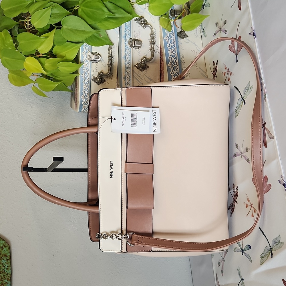 Nine West Mireya Chalk Multi Faux Leather Tote Shoulder Bag NWT
